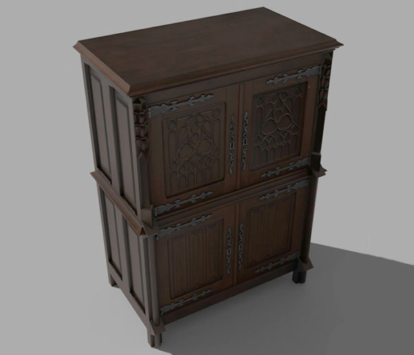 Wooden Gothic Cabinet 3D Model Free Download