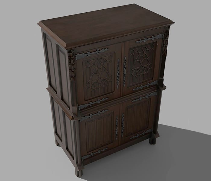 Wooden Gothic Cabinet 3D Model Free Download