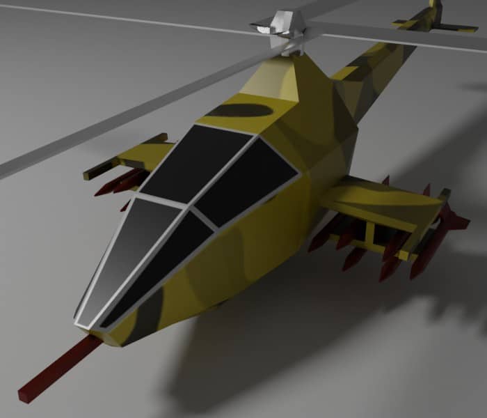 Low Poly Military Helicopter 3D Model Free Download