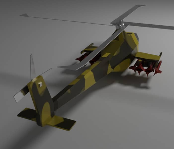 Low Poly Military Helicopter 3D Model Free Download
