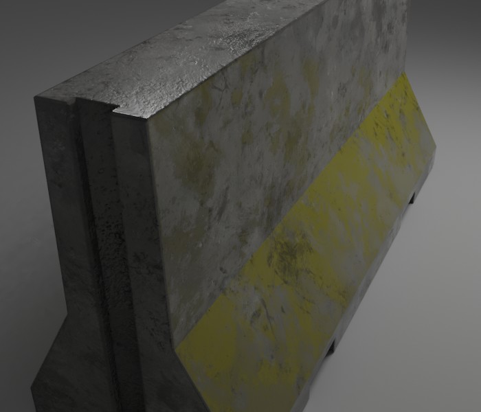 concrete road block 3d model image 2